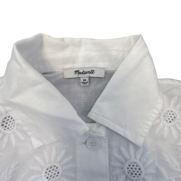NWT Madewell Embroidered Lace Button-Up Shirt White Size XS - Picture 8 of 11